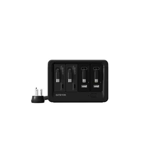 12-in-1 Desktop Charging Station with Retractable Lightning & USB-C Cables, USB-A Ports