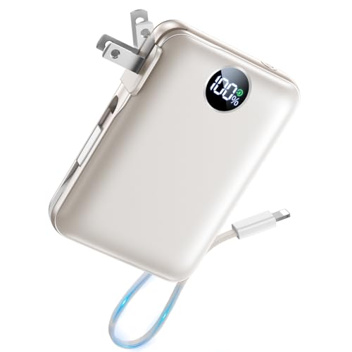 10000mAh Portable Power Bank with Built-in Cables & 22.5W Fast Charging