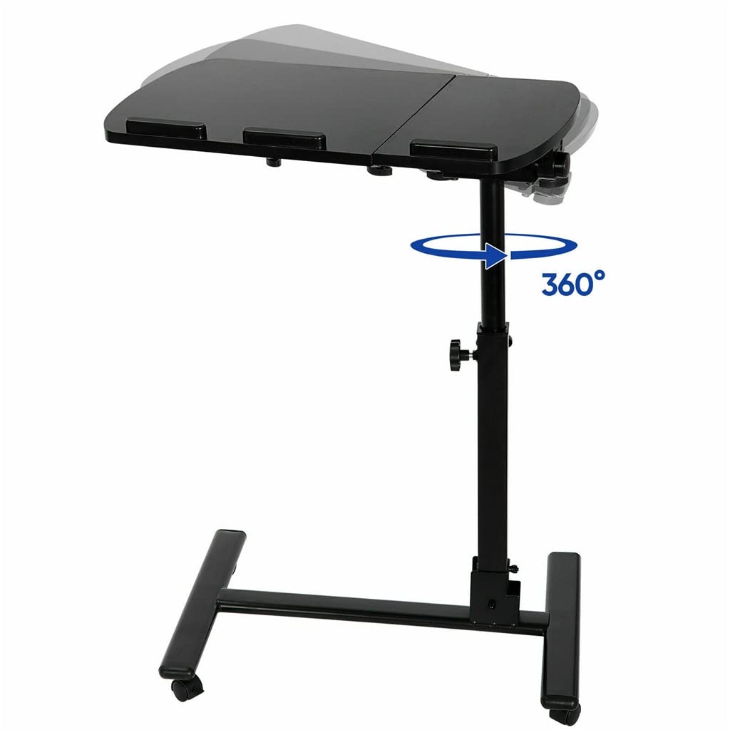 Adjustable Rolling Laptop Desk with Height & Angle Control for Sofa and Bed Use