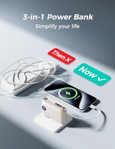 10000mAh Portable Power Bank with Built-in Cables & 22.5W Fast Charging