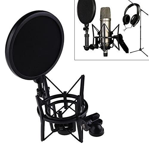 Microphone Stand with Shock Mount & Shield for Studio Broadcasting