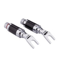 Spade Fork to Banana Plug Speaker Cable Adapter with Rhodium Connector