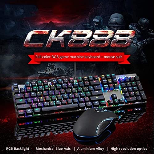 Wired Mechanical Gaming Keyboard & Mouse Combo with RGB Backlit 104 Keys