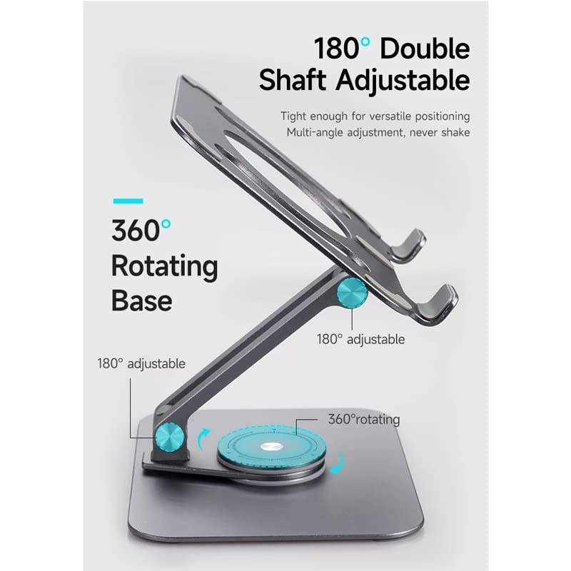 360° Rotating Metal Tablet & Laptop Stand for Desk Support