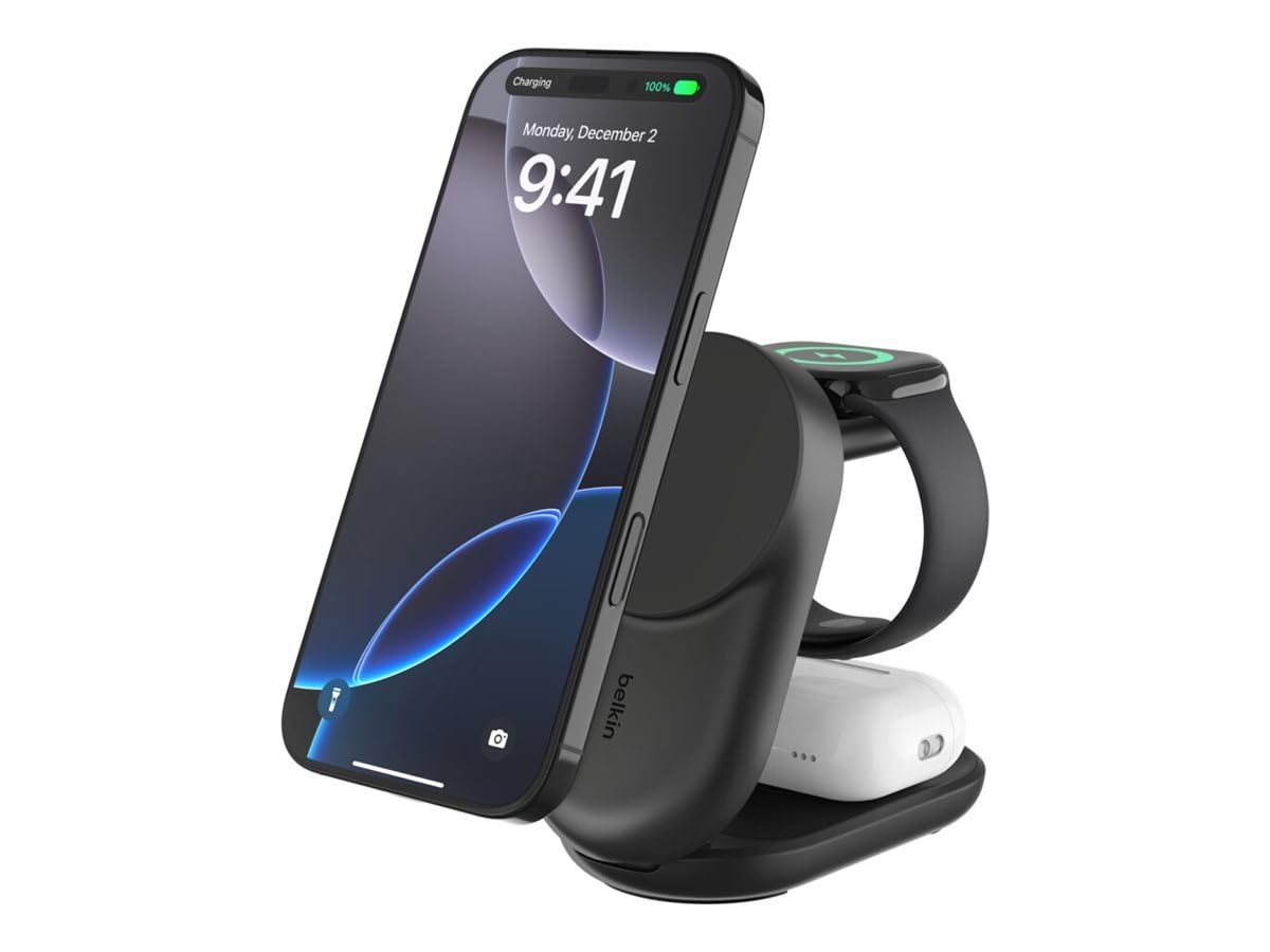 3-in-1 Foldable Qi2 Magnetic Wireless Charger with AC Adapter