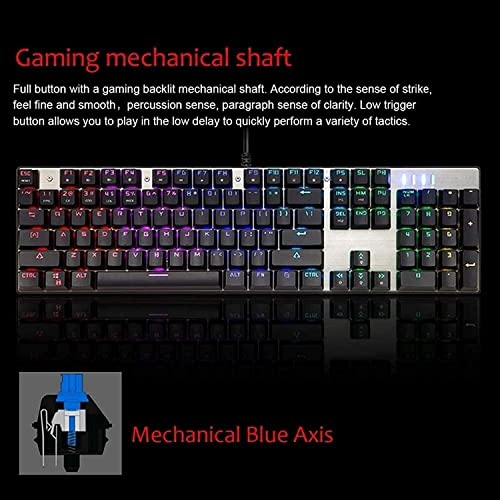 Wired Mechanical Gaming Keyboard & Mouse Combo with RGB Backlit 104 Keys