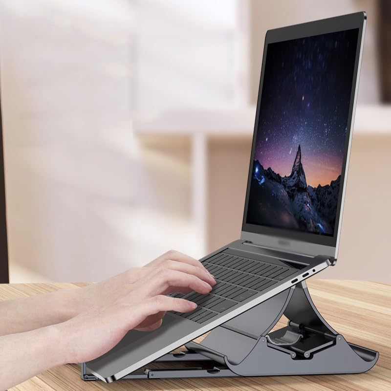 Vertical Laptop Stand with Phone & Tablet Holder, Heat Dissipation Desktop Base