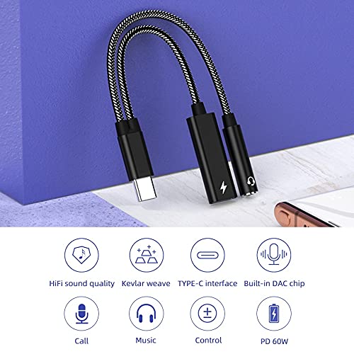 USB-C to 3.5mm Audio Adapter with HiFi DAC & Audio Splitter