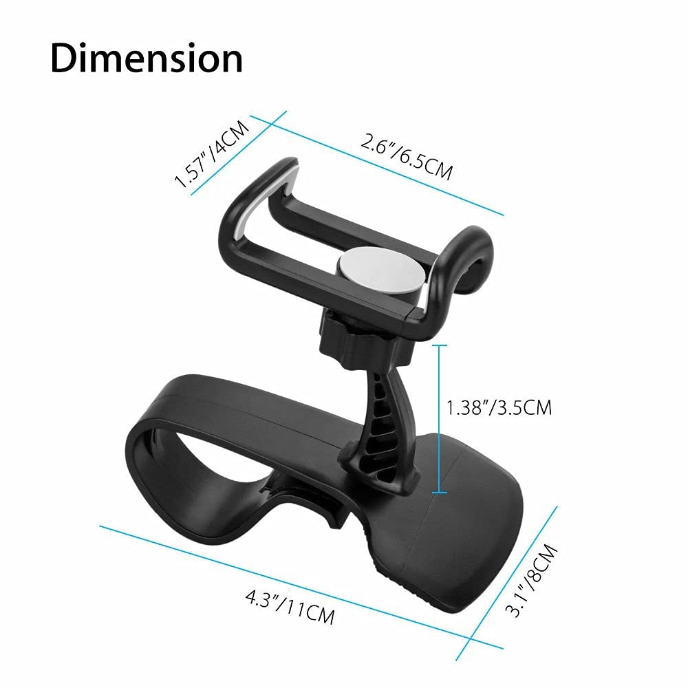 Dashboard Phone Holder with Flexible Clip Mount, Universal for 4–6" Smartphones