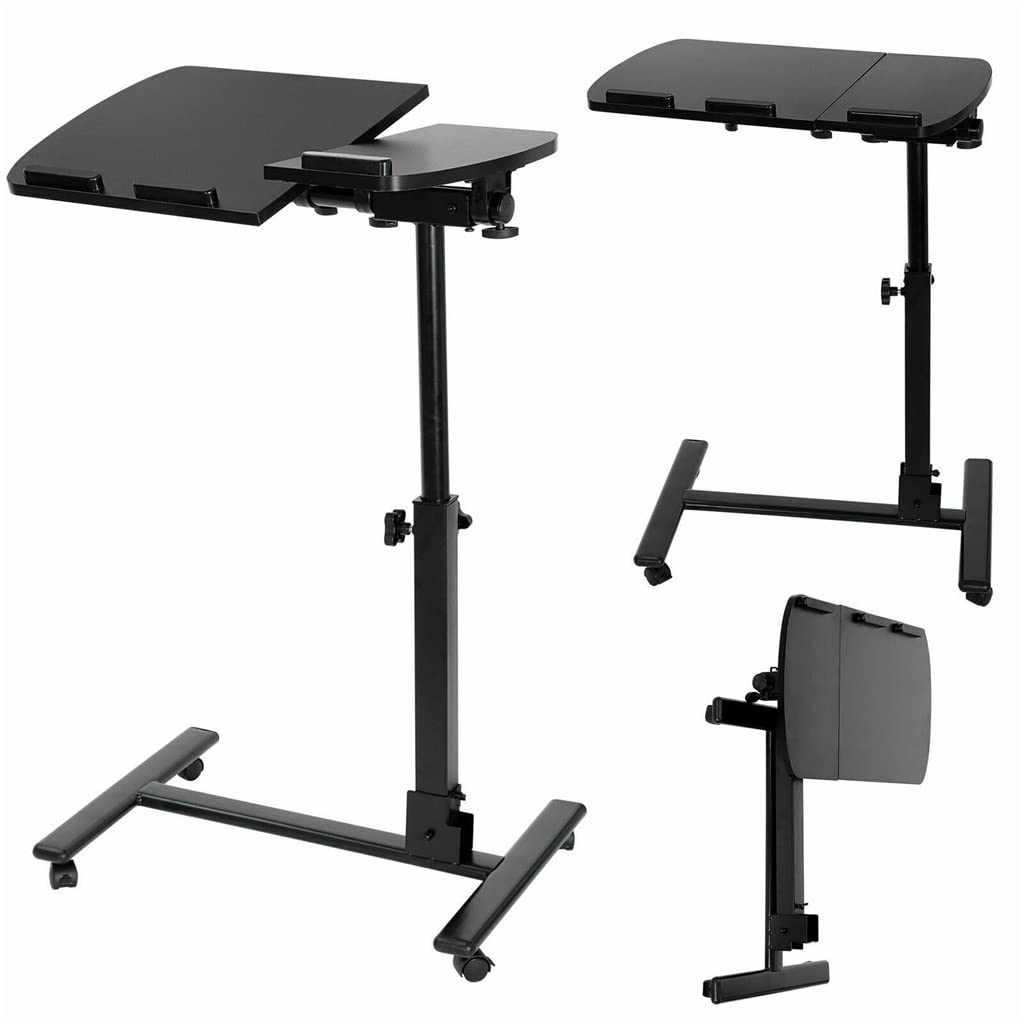 Adjustable Rolling Laptop Desk with Height & Angle Control for Sofa and Bed Use