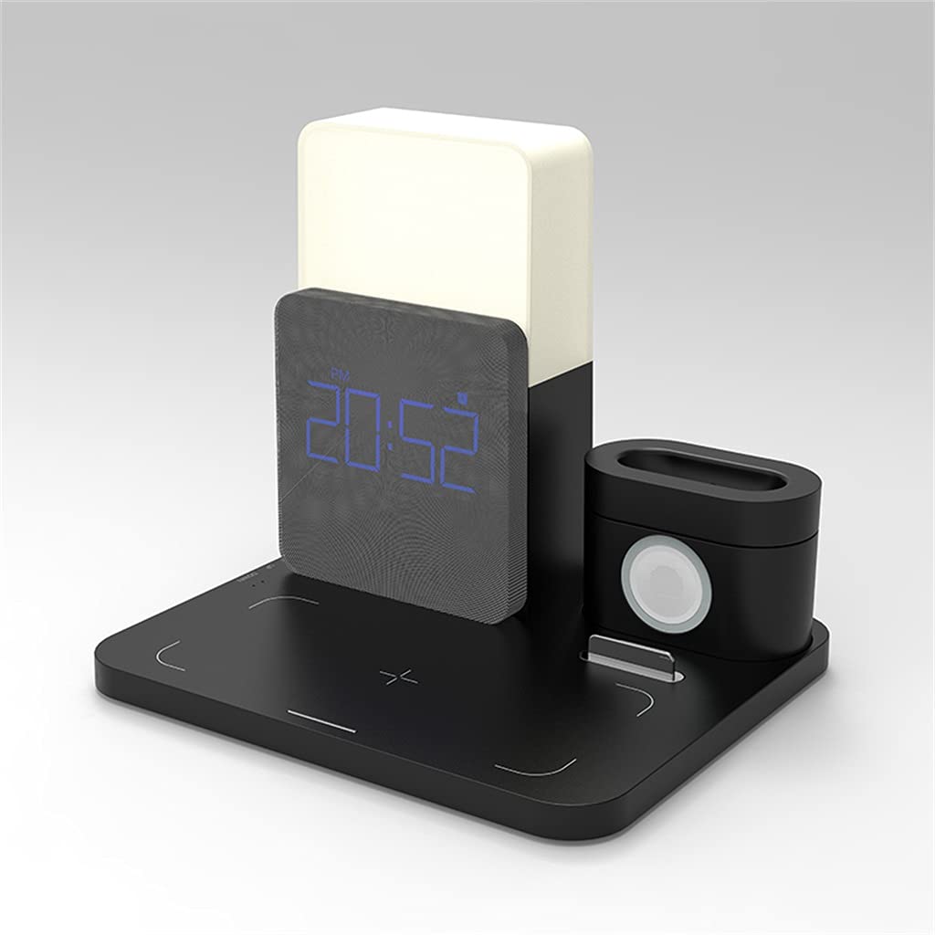 Wireless Charging Phone Stand with Alarm Clock & Night Light Desk Lamp