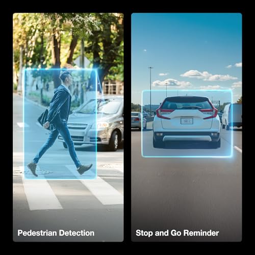 AI Dash Cam 1440p Front & Rear Camera with ADAS Alerts & 24/7 Monitoring