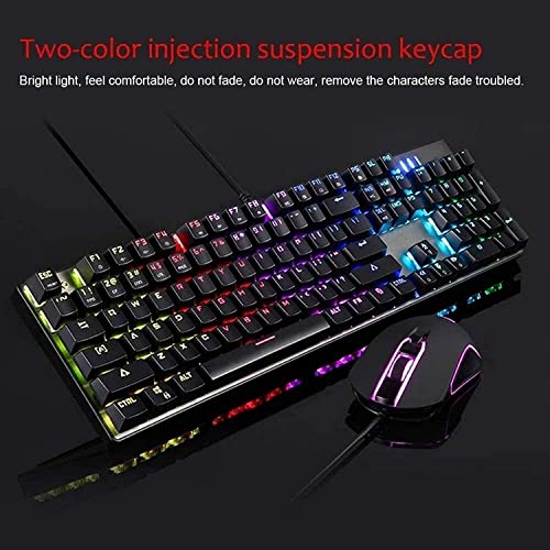 Wired Mechanical Gaming Keyboard & Mouse Combo with RGB Backlit 104 Keys
