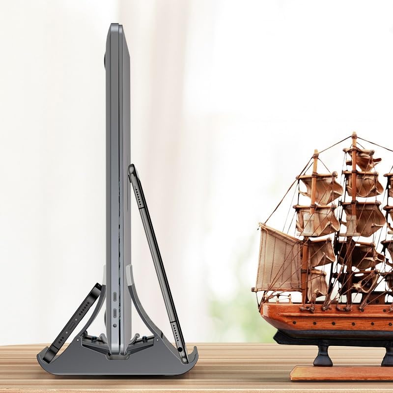 Vertical Laptop Stand with Phone & Tablet Holder, Heat Dissipation Desktop Base