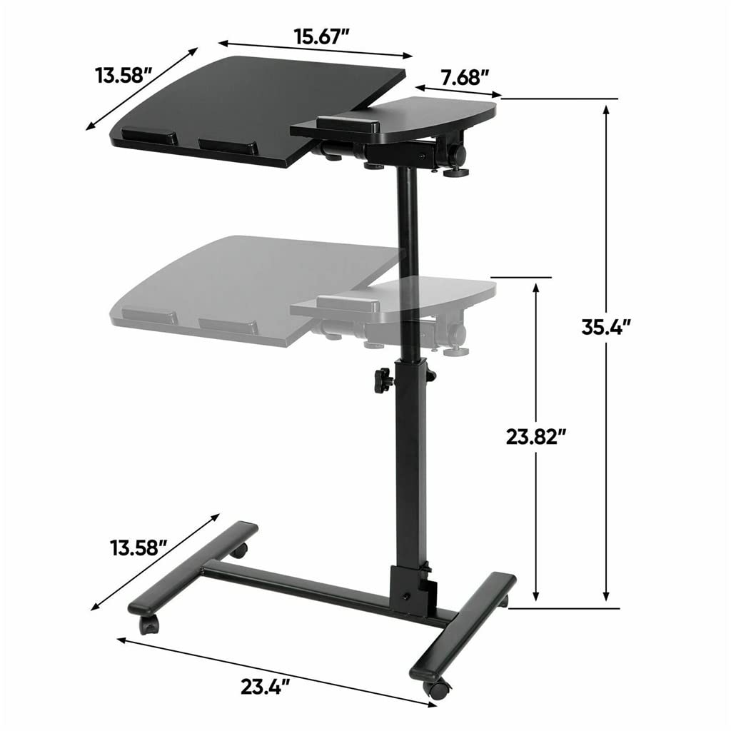 Adjustable Rolling Laptop Desk with Height & Angle Control for Sofa and Bed Use