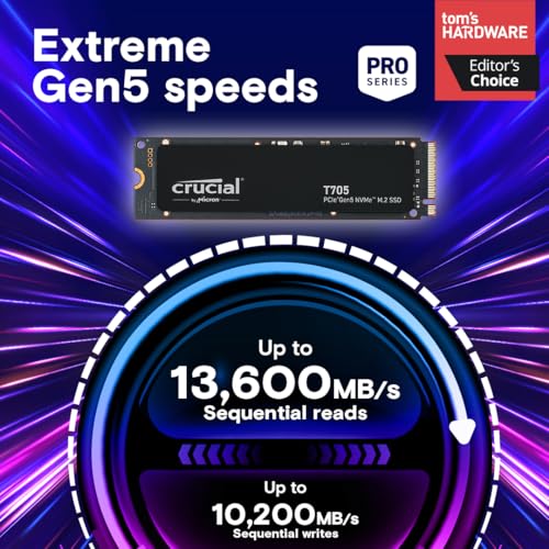 1TB PCIe 5.0 NVMe M.2 SSD with Up to 14,900MB/s Read Speed