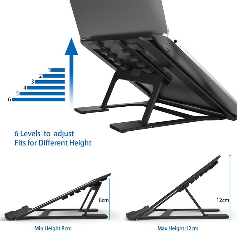 Adjustable Aluminum Laptop Stand with Foldable Portable Cooling Base