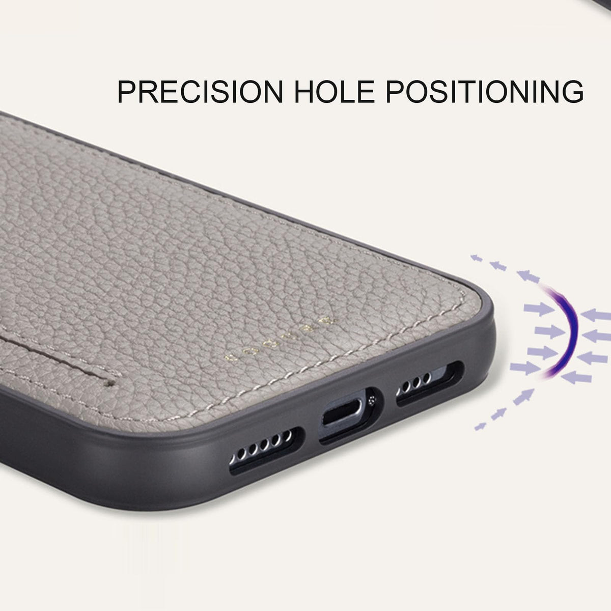 Leather Case for iPhone 17 Series with Card Slot, Slim Protective Cover Gray