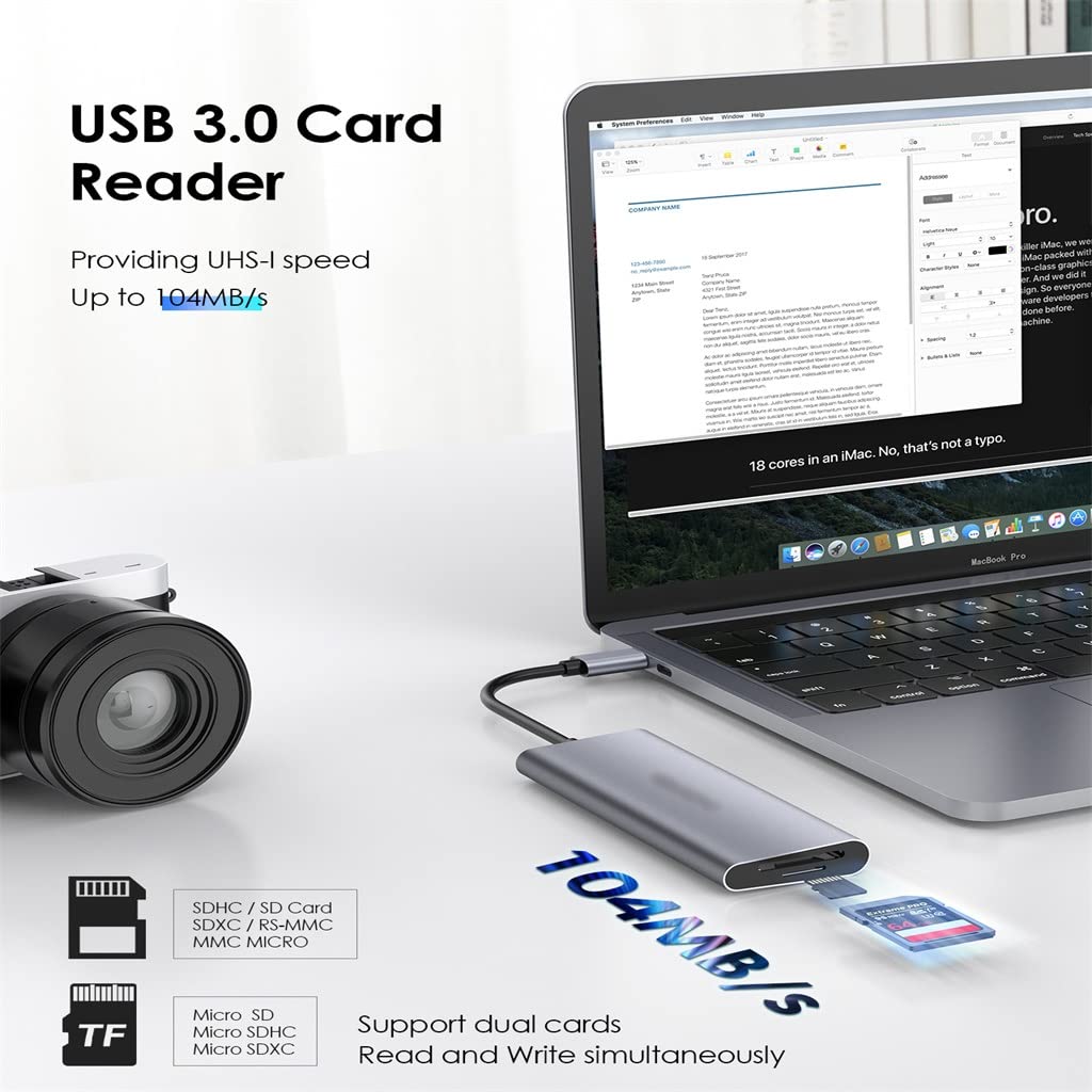 USB-C Hub with 4K HDMI, USB 3.0 Ports & Card Reader Adapter