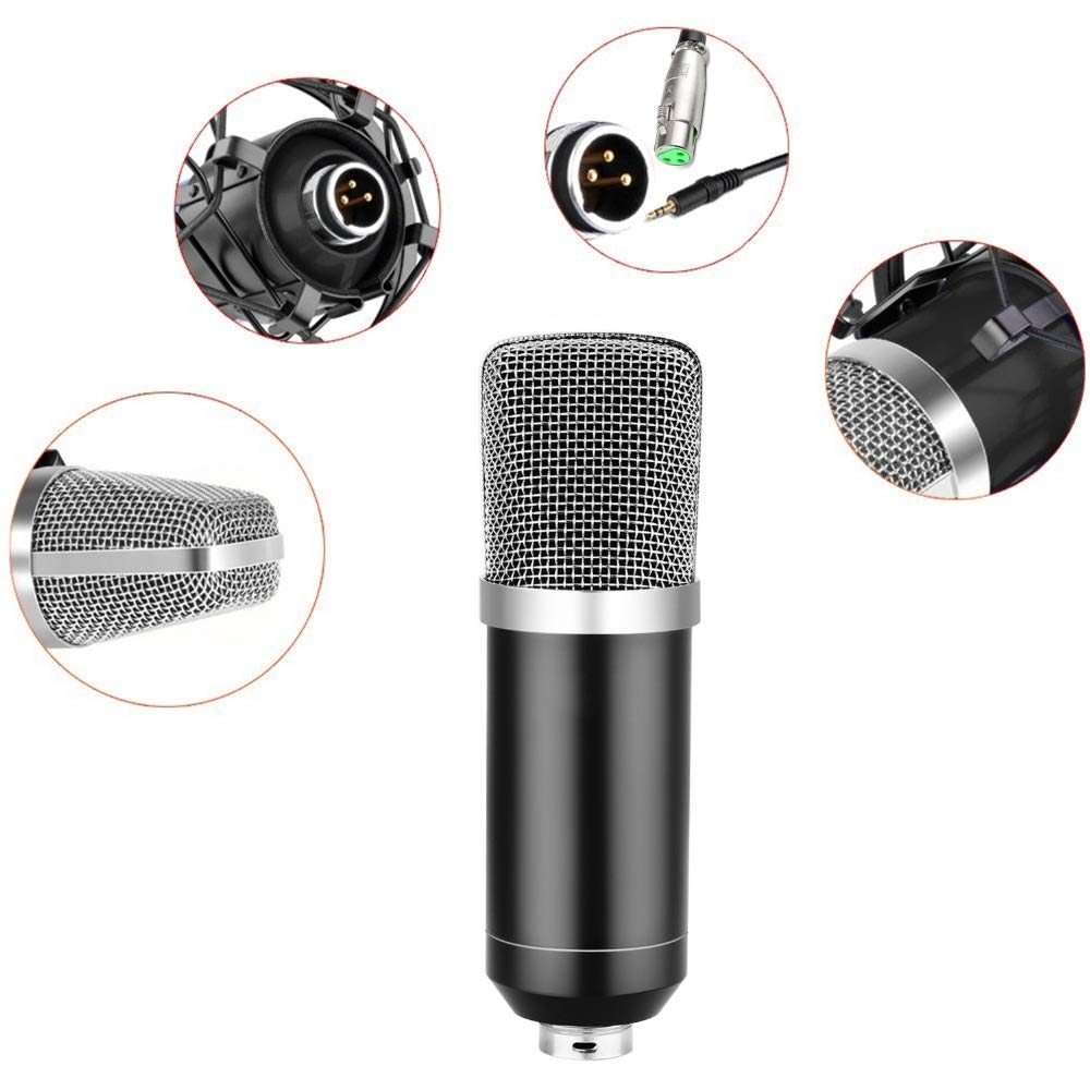 Condenser Microphone with Adjustable Arm Stand & Shock Mount Kit