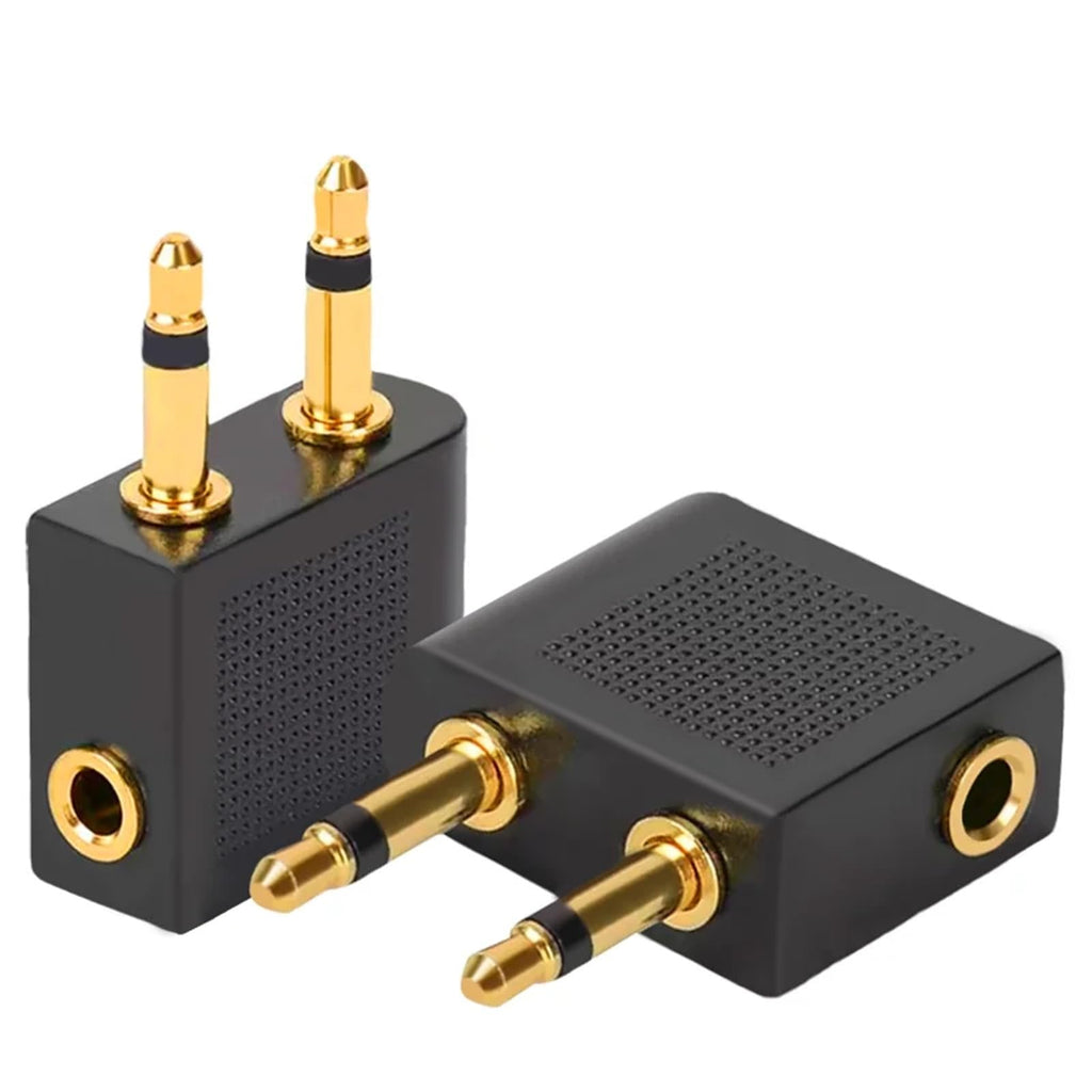 3.5mm Female to Dual Male Audio Adapter for Airline Headphones (5-Pack)