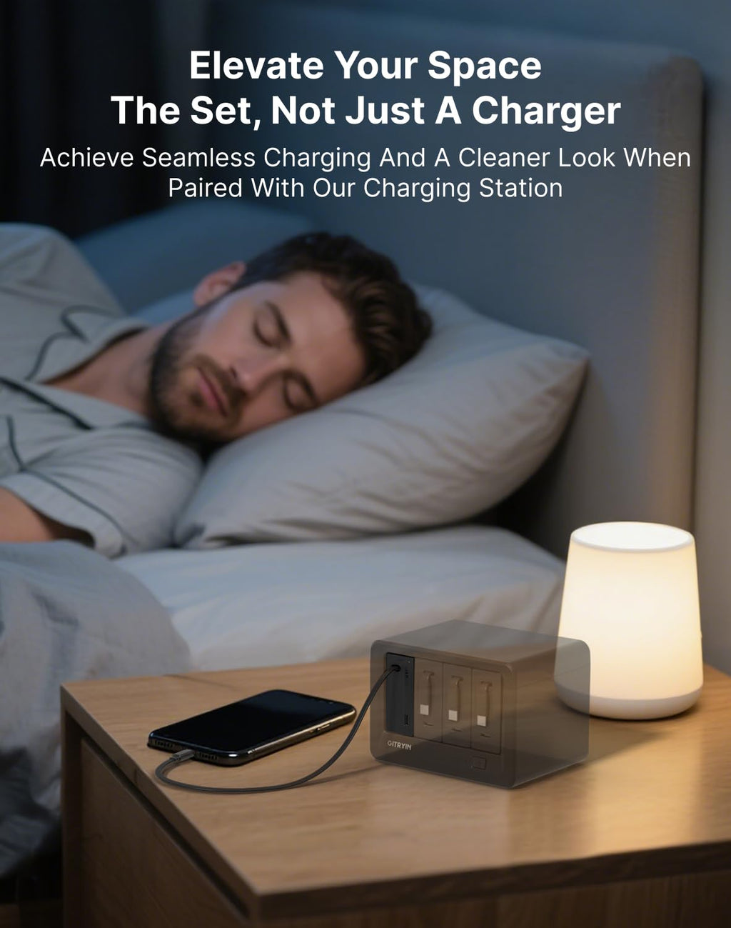 12-in-1 Desktop Charging Station with Retractable Lightning & USB-C Cables, USB-A Ports