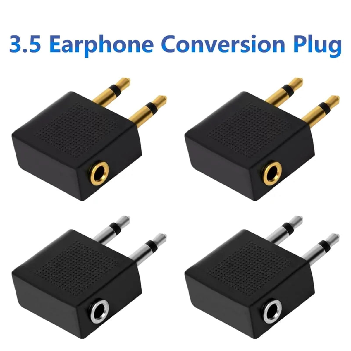3.5mm Female to Dual Male Audio Adapter for Airline Headphones (5-Pack)