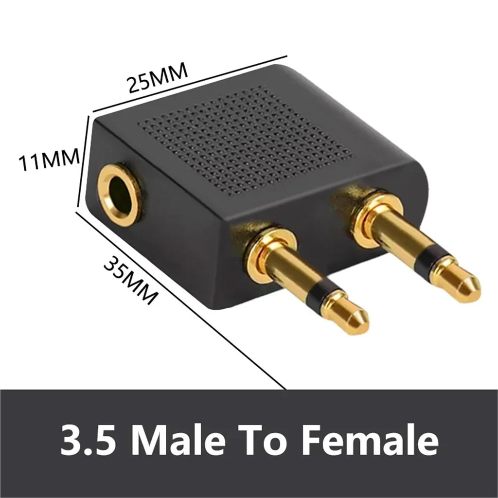 3.5mm Female to Dual Male Audio Adapter for Airline Headphones (5-Pack)