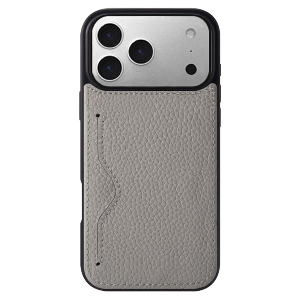 Leather Case for iPhone 17 Series with Card Slot, Slim Protective Cover Gray