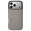 Leather Case for iPhone 17 Series with Card Slot, Slim Protective Cover Gray
