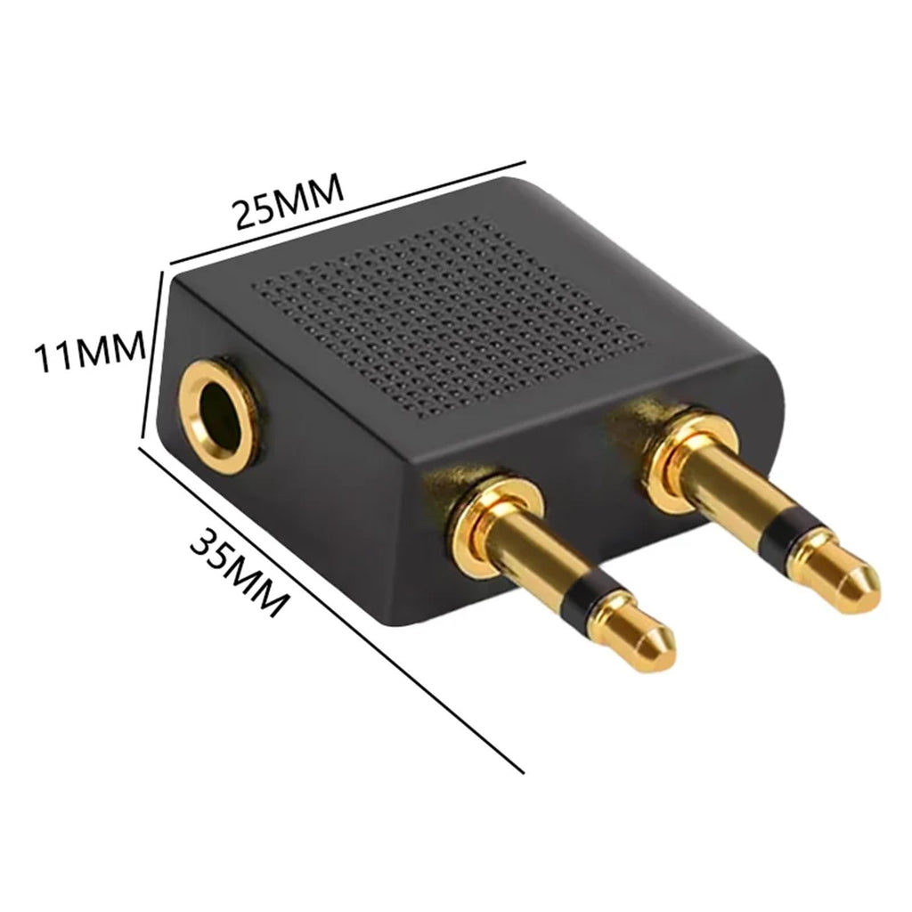 3.5mm Female to Dual Male Audio Adapter for Airline Headphones (5-Pack)