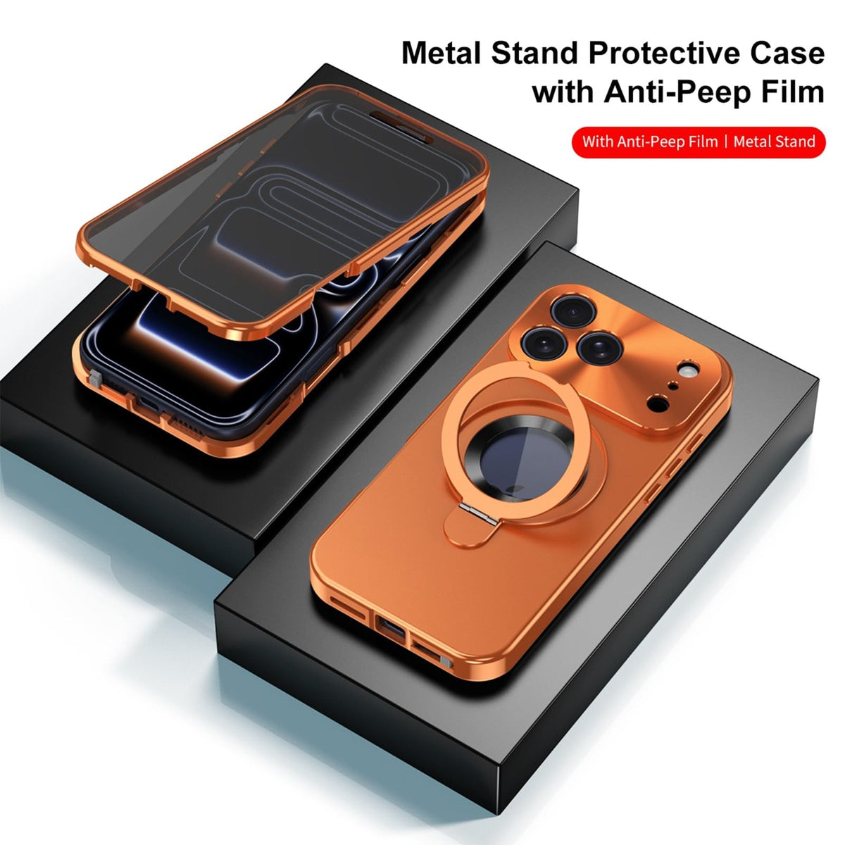 Metal Frame Case for iPhone 18 Pro Max with Magnetic Stand & Privacy Film