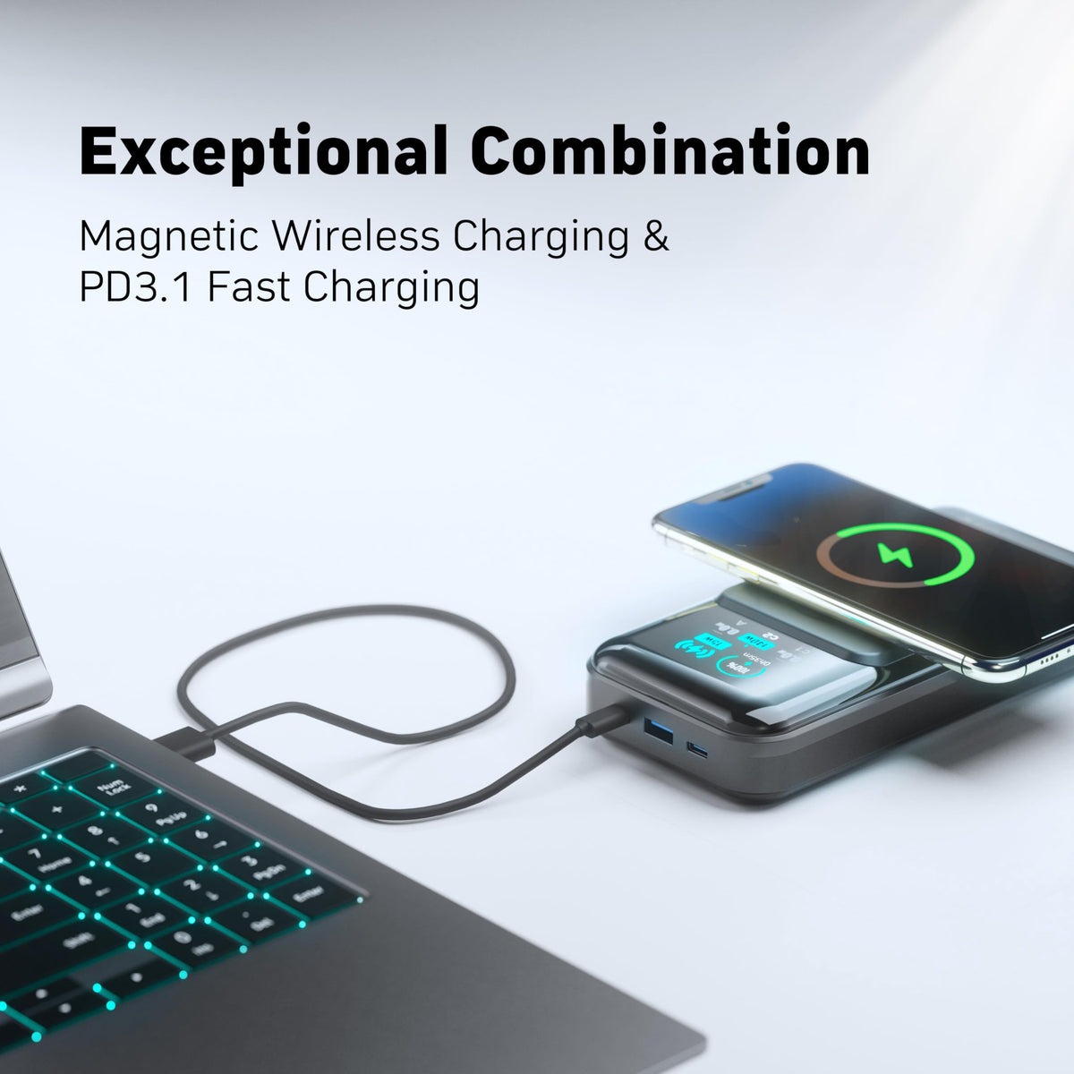 25000mAh 250W 4-in-1 Portable Power Bank with Magnetic Wireless Charging