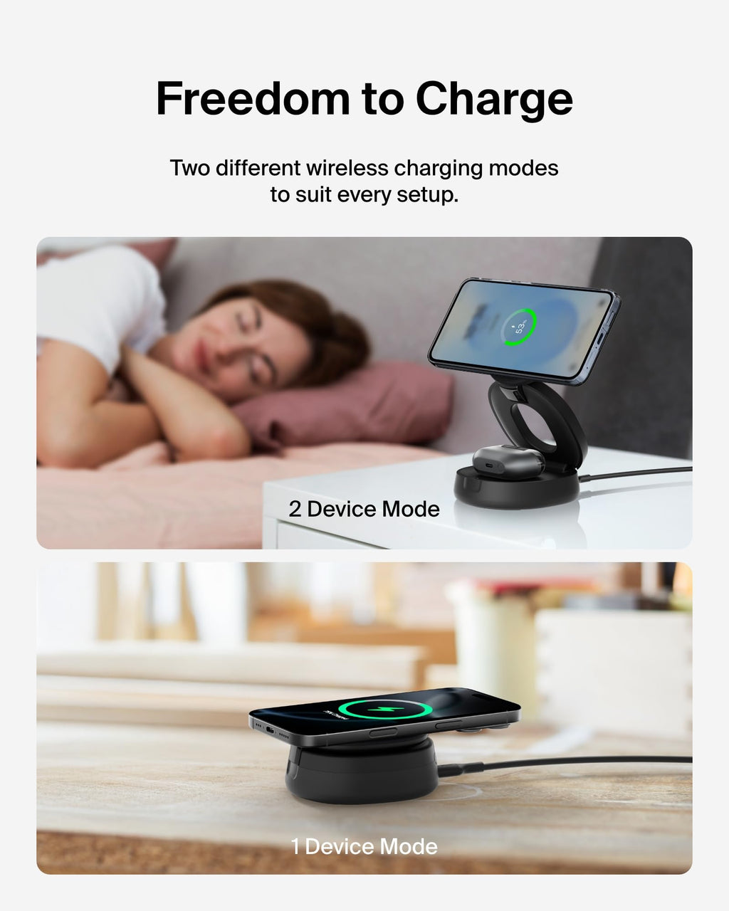 Qi2 15W Wireless Fast Charging Station 2-in-1 iPhone Charger