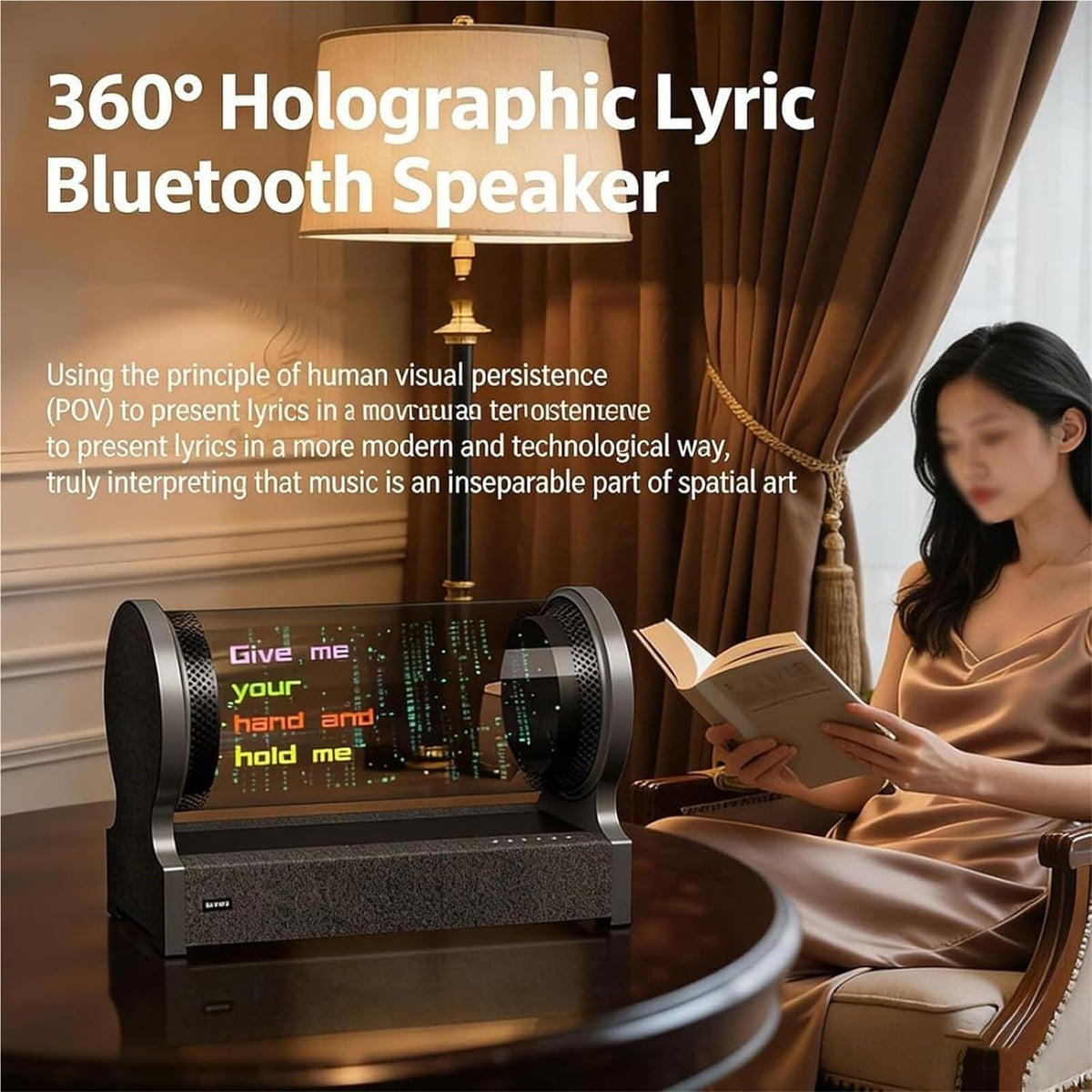 360° Holographic Lyrics Bluetooth Speaker, Portable Bluetooth Speakers
