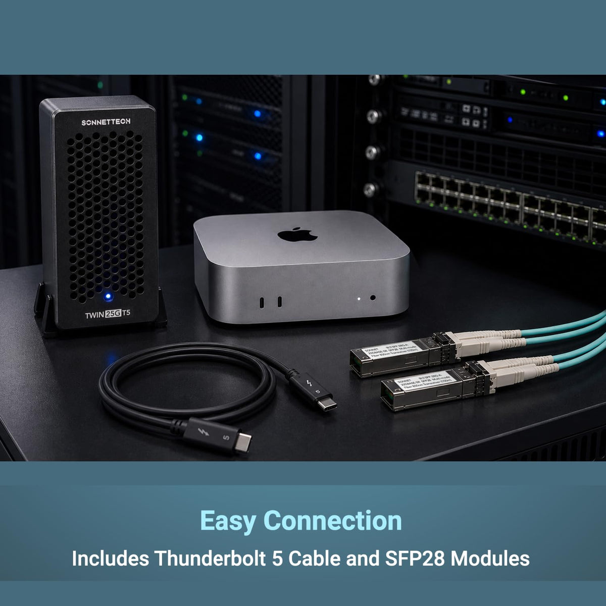 Thunderbolt 5 Dual 25GbE SFP28 Network Adapter for Mac & USB4