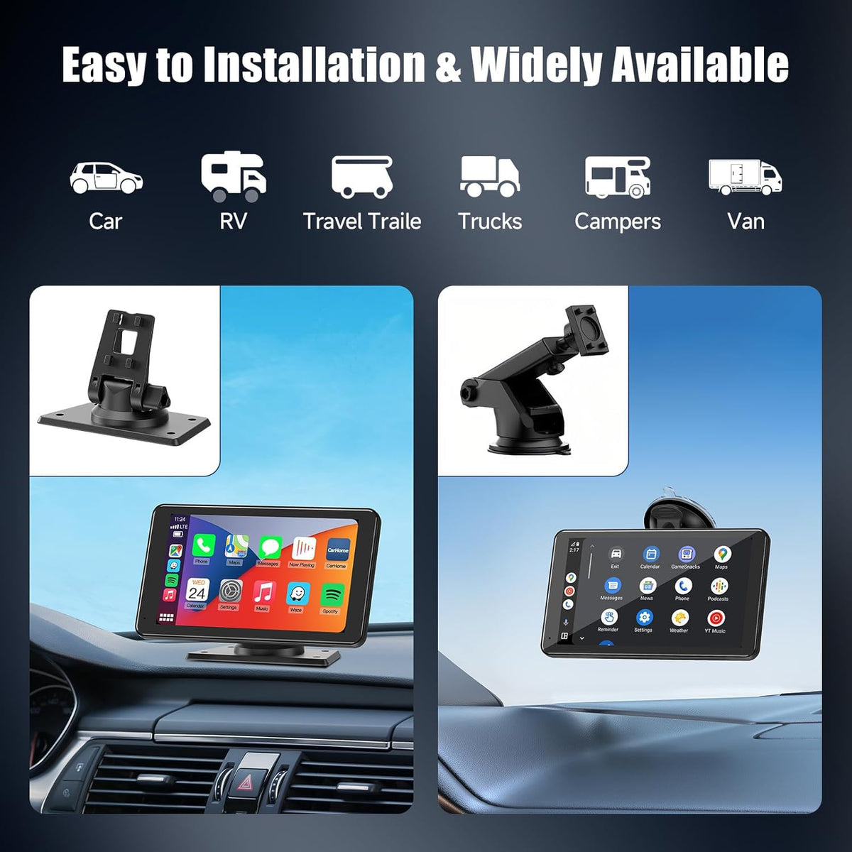 7" HD Portable CarPlay Screen with Apple CarPlay