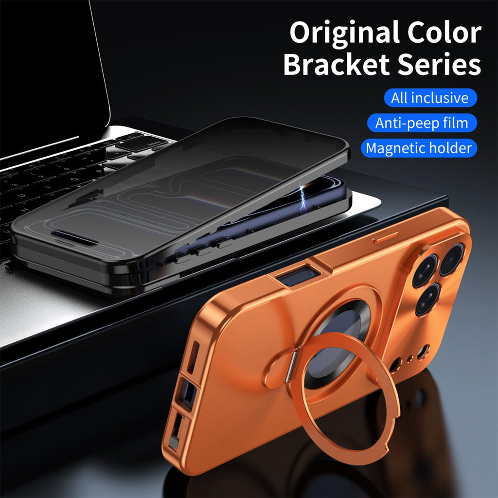 Metal Frame Case for iPhone 18 Pro Max with Magnetic Stand & Privacy Film