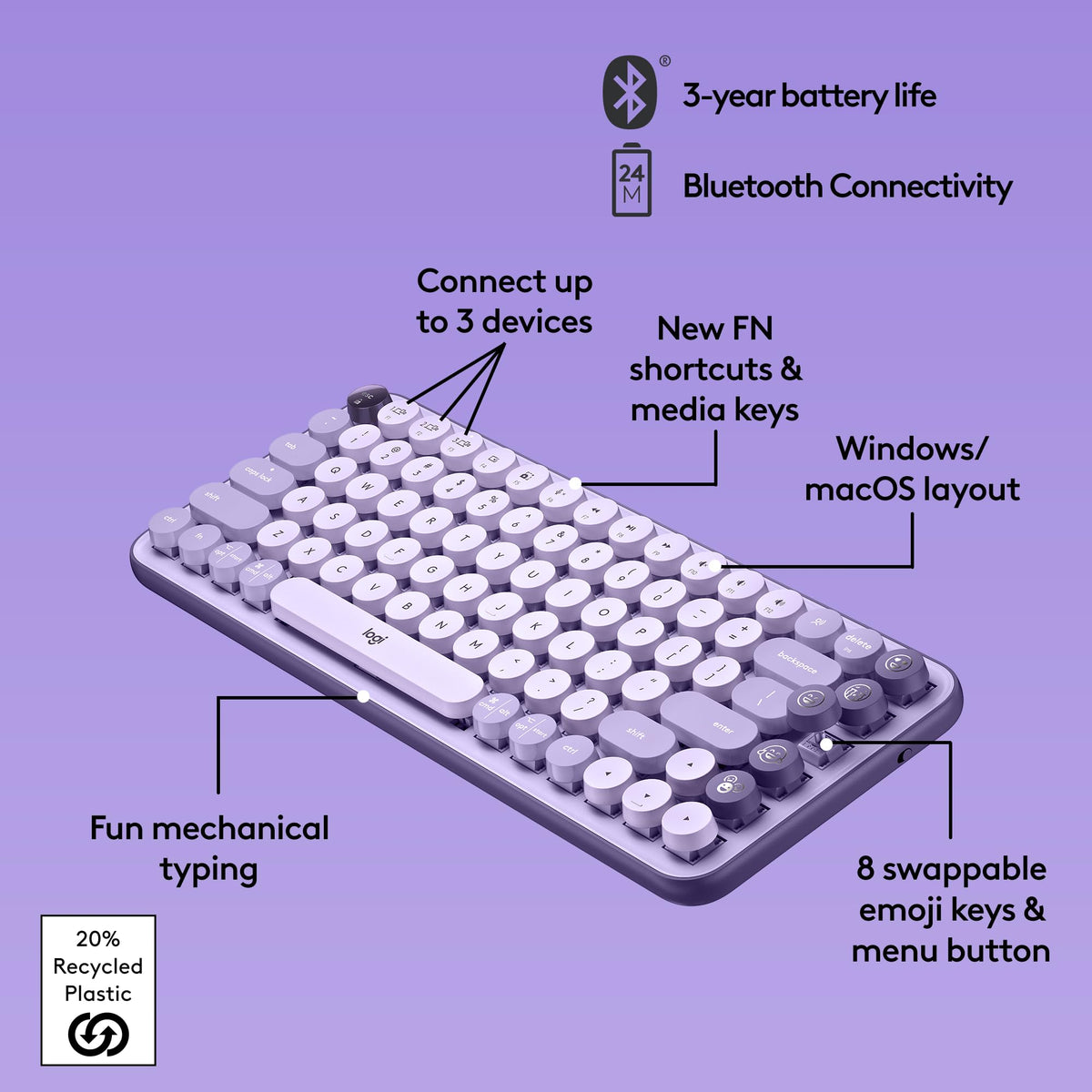 Compact Wireless Mechanical Keyboard with Emoji Keys