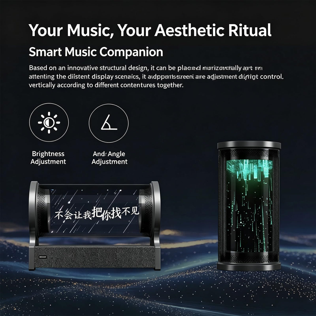 360° Holographic Lyrics Bluetooth Speaker, Portable Bluetooth Speakers