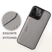 Leather Case for iPhone 17 Series with Card Slot, Slim Protective Cover Gray