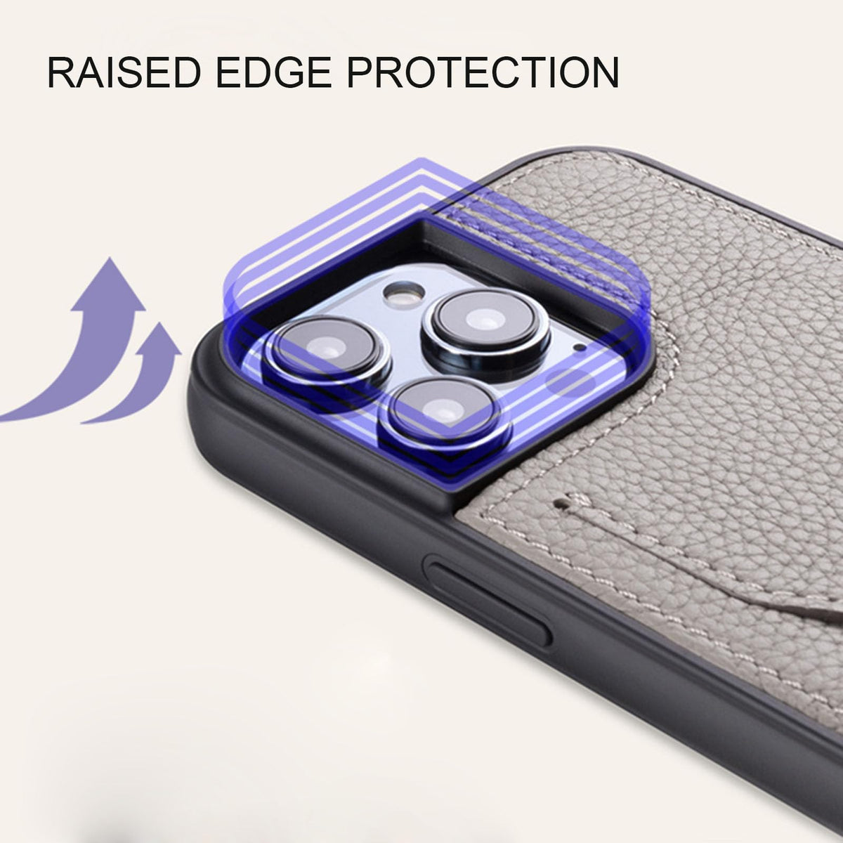 Leather Case for iPhone 17 Series with Card Slot, Slim Protective Cover Gray