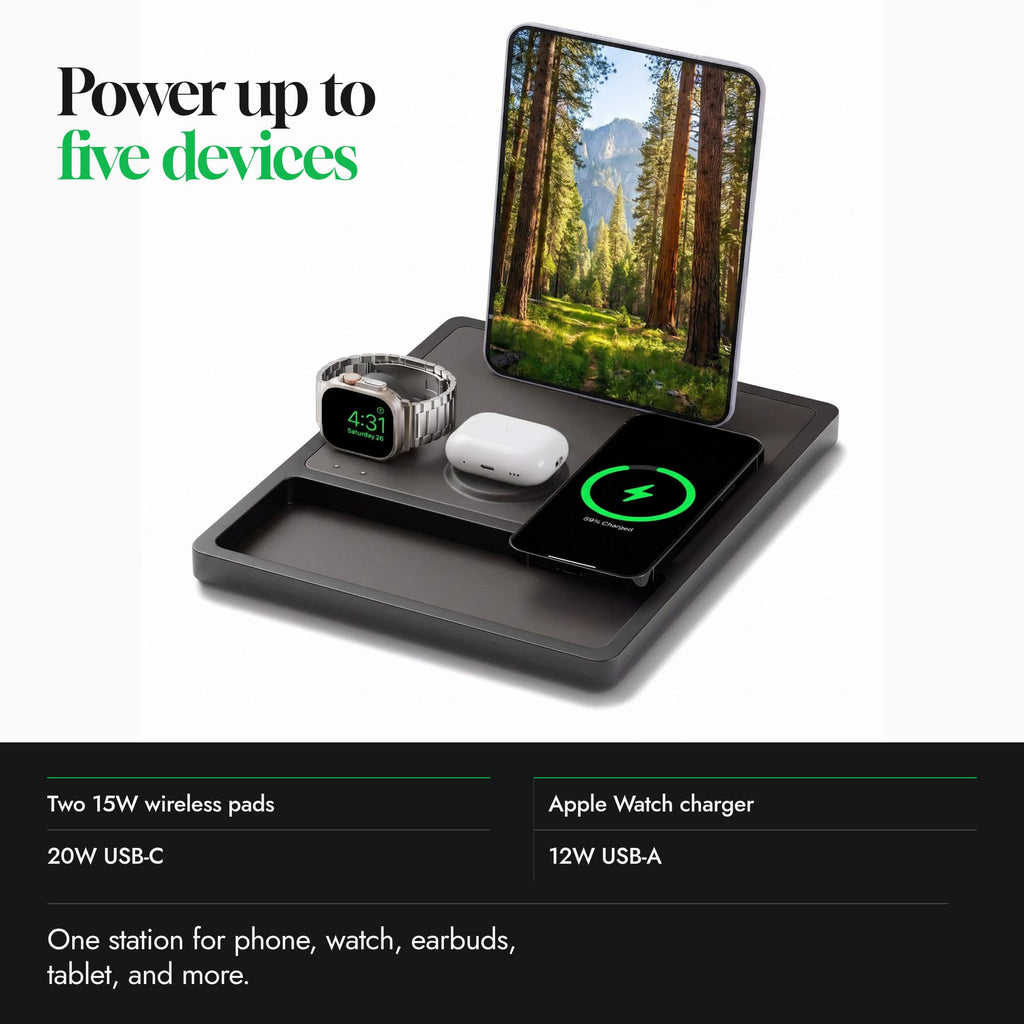 Quad Tray - 4-in-1 MagSafe Magnetic Wireless Charger with iPad Stand Support