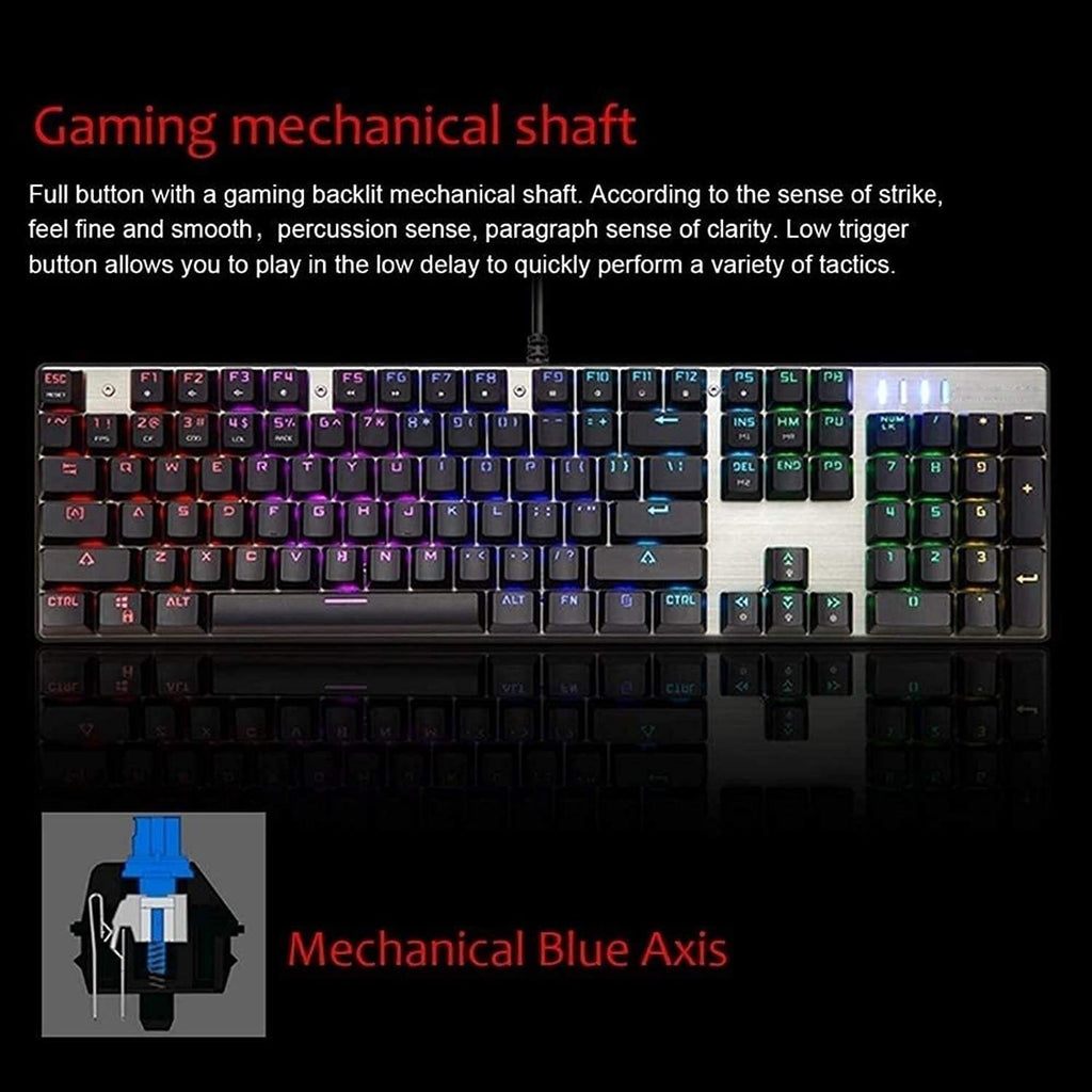 Wired Mechanical Gaming Keyboard & Mouse Combo with RGB Backlit 104 Keys