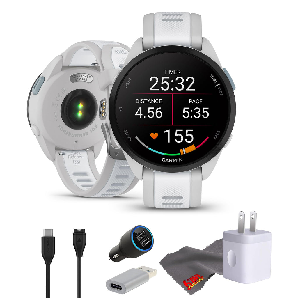 Garmin Forerunner 165 GPS Running Smartwatch for Men (Gray) Bundle