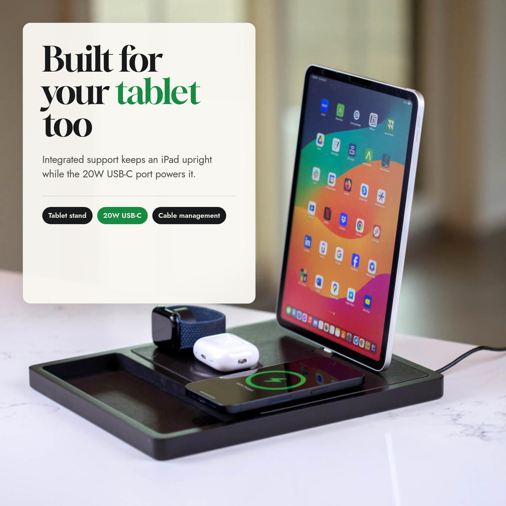 Quad Tray - 4-in-1 MagSafe Magnetic Wireless Charger with iPad Stand Support