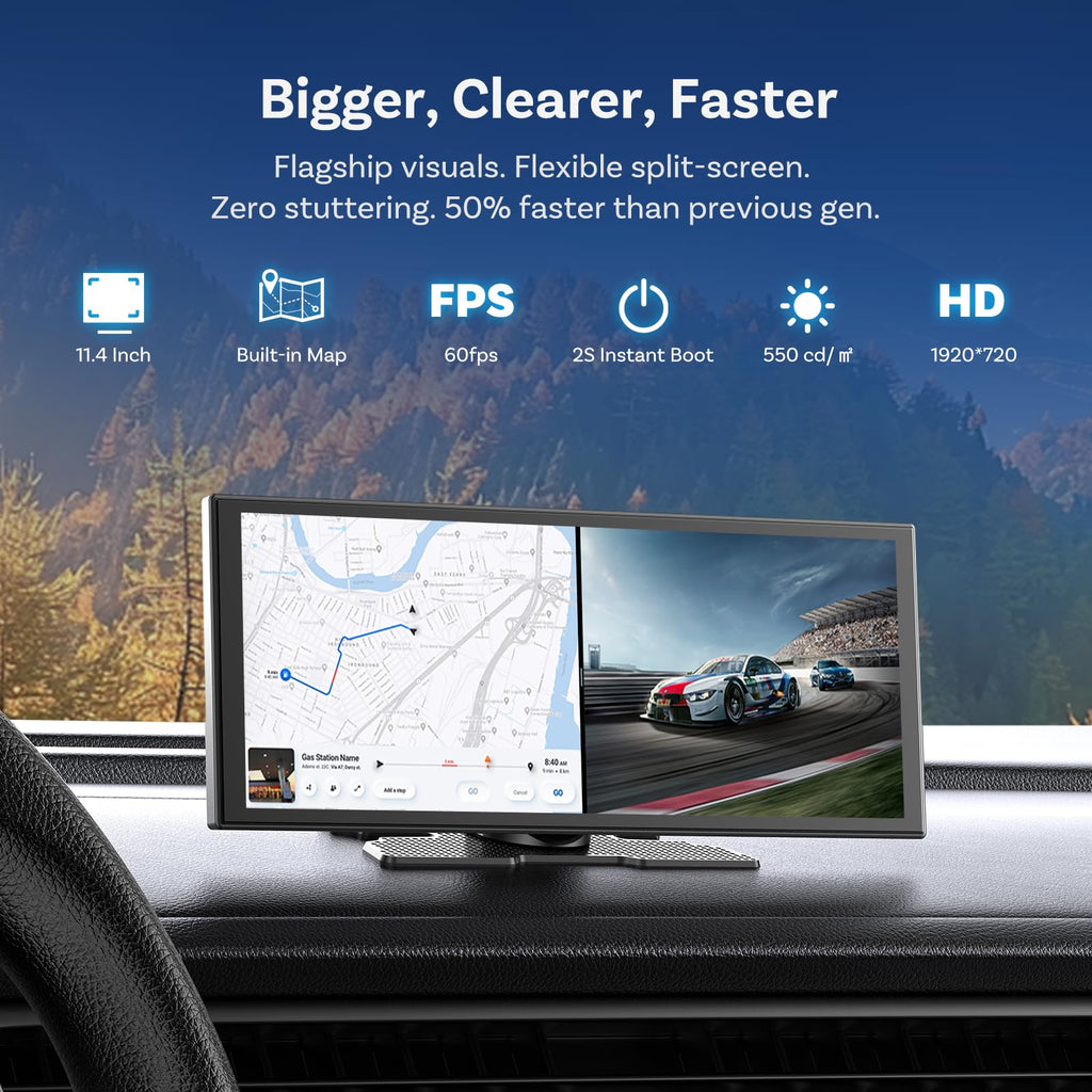 OTTOCAST ScreenFlow 11.4" Wireless CarPlay Screen for Car