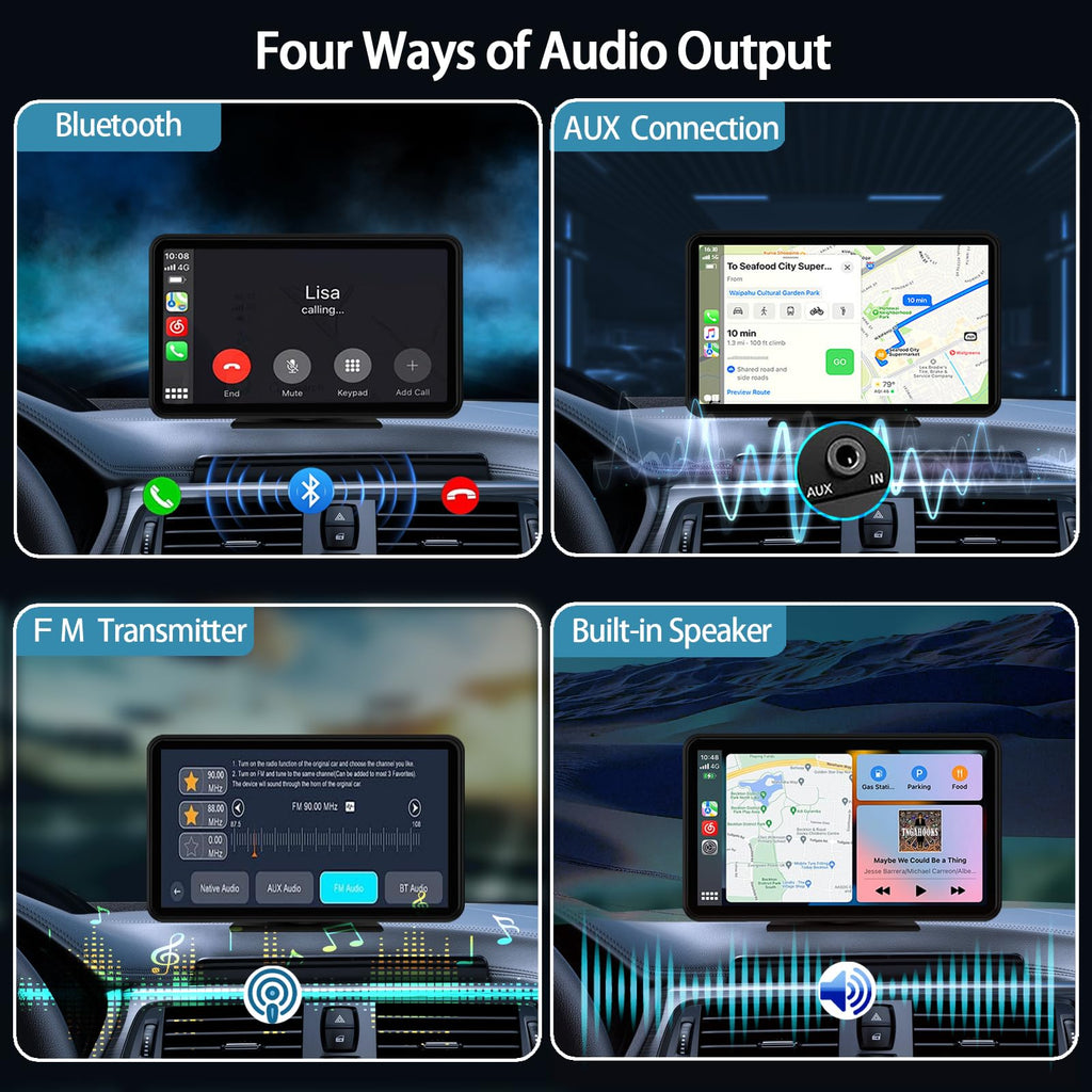 7" HD Portable CarPlay Screen with Apple CarPlay
