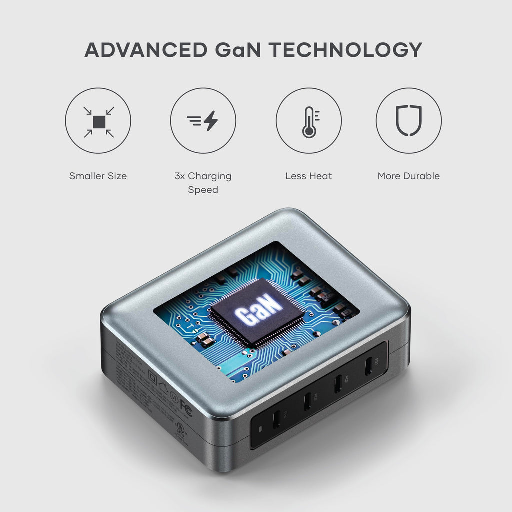 145W GaN USB-C Charger with 4 Ports & 3-in-1 Wireless Charging Station
